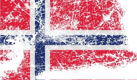 Flag of Norway with old texture. Vector Illustrazione stock