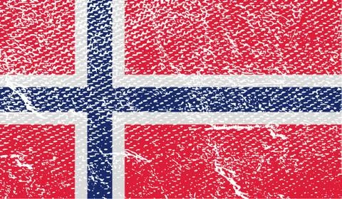 Flag of Norway with old texture. Vector Stock Illustration
