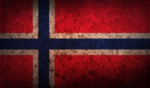 Flag of Norway with old texture. Vector Illustrazione stock