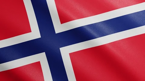 Flag of Norway with Realistic Fabric Texture Waving in the Wind. Stock Footage 129166452