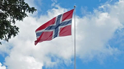 Flag of Norway waving Stock Footage 64932385
