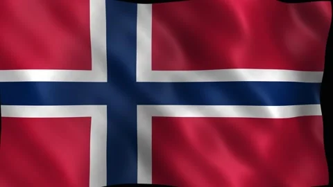 Flag of norway waving with smooth fabric ripples. 4K Видео 344047135