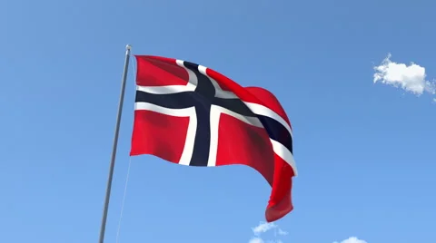 The flag of Norway Waving on the Wind. Video stock 47336004
