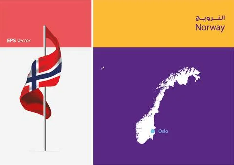 Flag of Norway on white background with Map Stock-Illustration