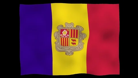 Flag od Andorra, 60 fps, lopped, alpha channel Stock Footage 99806350