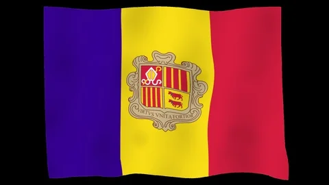 Flag od Andorra, 60 fps, slow motion, lopped, alpha channel Stock Footage 99972284