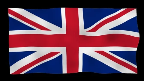 Flag od Great Britain , 60 fps, lopped, alpha channel Stock Footage 99790963
