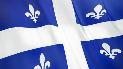 The flag ofQuebec3D illustration. Stock Illustration