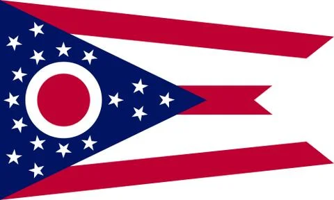Flag of Ohio in correct size and colors, vector Stock Illustration