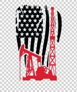 Flag Oil Pump Jack And Tower Silhouette operating American Stock Illustration
