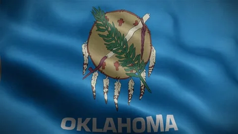 Flag of Oklahoma fluttering in the wind. Animation 4k Video stock 226230641