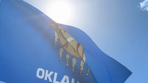 Flag of Oklahoma Waving in the Wind Stock Footage 118425708