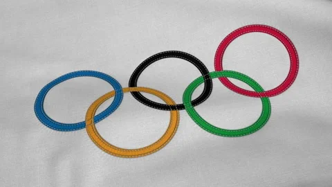 Flag of Olympic Games Loop Stock Footage 134835781