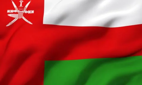 Flag of Oman blowing in the wind Stock Illustration