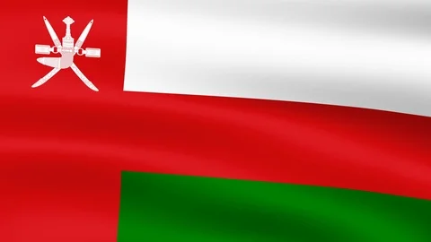 Flag of Oman, fluttering in the wind. 3D rendering. Looping video. Stock Footage 76808552