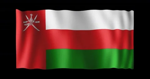 Flag of Oman, long ratio (2:1), seamless loop animation Stock Footage 83872063