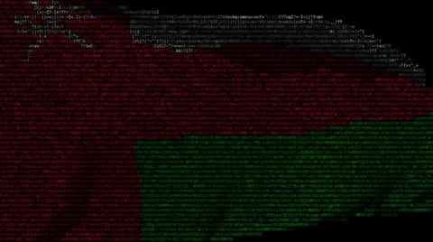 Flag of Oman made of computer code, 3d rendering Stock Illustration
