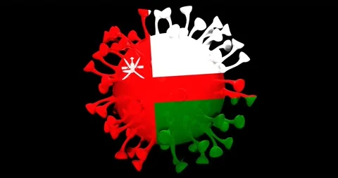 Flag of Oman on Seamless looping 3D animation of the covid-19 Corona Virus Video stock 167324387