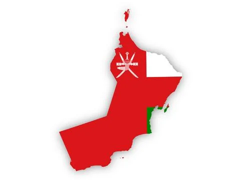 Flag of Oman in shape of the country Stock Illustration