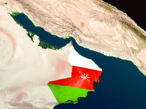 Flag of Oman from space Stock Illustration