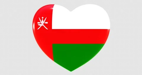 Flag of Oman on turning Heart 3D Loop Animation with Alpha Channel 4K UHD 60FPS Video stock 171190135