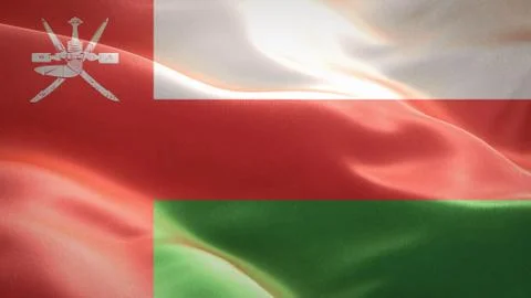 Flag of Oman waving in the wind. 3D Waving flag design. Stock Illustration