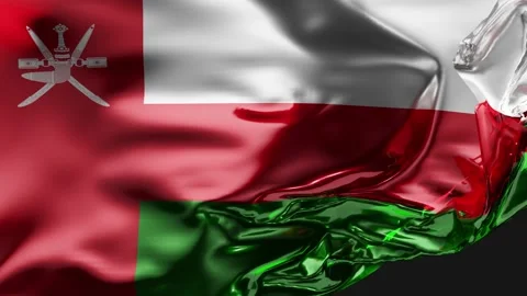 Flag of Oman Waving in the wind, Oman National flag wave, fabric texture Stock Footage 239671587