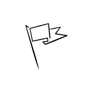 Flag one line vector illustration art hand draw . Stock Illustration