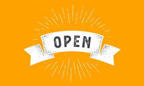 Flag Open. Old school flag banner with text Stock Illustration