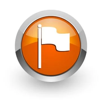 Flag orange glossy web icon Stock Illustration
