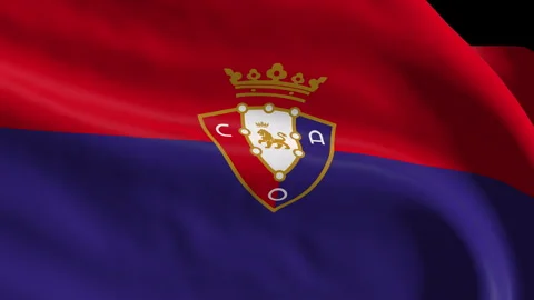 Flag with the Osasuna team crest (Loop) Stockbeeldmateriaal 310746685