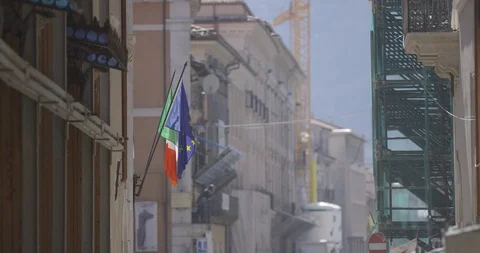 Flag outside the building exterior Stock Footage 89974992