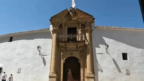 Flag over Plaza de Toros de Ronda is a Bullring in Ronda, Spain Video stock 220727960