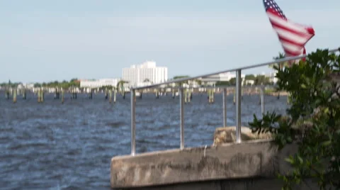 Flag over St Lucie River, Stuart FL Video stock 50214738