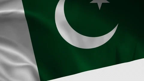 Flag of Pakistan - Diagonal Glide - Transparent Background - 14461120AA Stock Footage 309473200