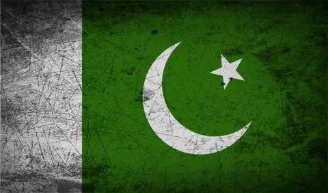 Flag of Pakistan with old texture. Vector Illustrazione stock