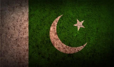 Flag of Pakistan with old texture. Vector Illustrazione stock