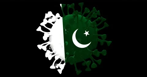 Flag of Pakistan on Seamless looping 3D animation of the covid-19 Corona Virus Stock Footage 167323256