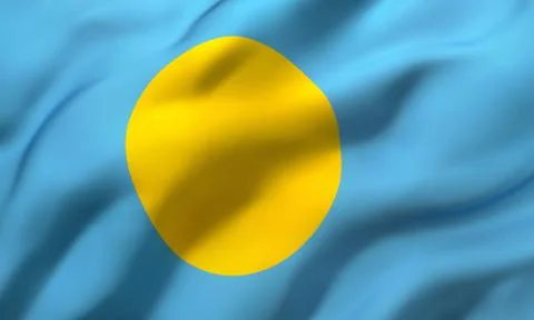 Flag of Palau blowing in the wind Stock Illustration