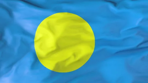 The flag of Palau flutters in the wind. Animation 3d Stock-Footage 202284428