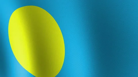 Flag of Palau Flutters in the Wind. Seamless Animation 3D Видео 200953547
