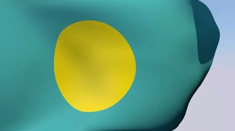 Flag of Palau HD Stock Footage 14671364