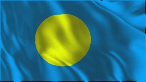 Flag of Palau waving slowly Stock Footage 339621177