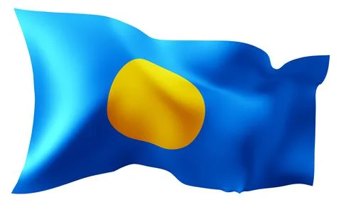 Flag of Palau waving in the wind. イラスト素材