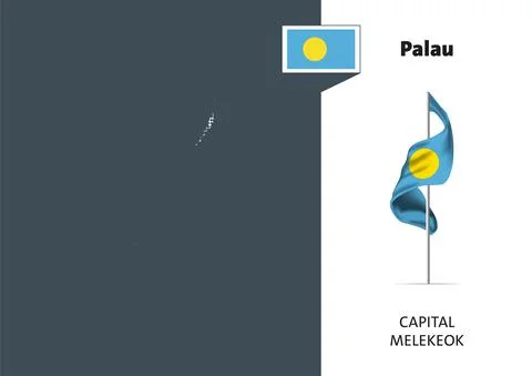 Flag of Palau on white background. Dotted map of Palau with Stock Illustration