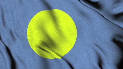 Flag of Palau with yellow circle on blue Stock Footage 314677558