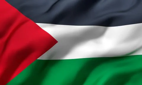 Flag of Palestine blowing in the wind Stock Illustration