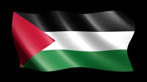 Flag of Palestine isolated on alpha channel, seamless looping Stock Footage 73545783