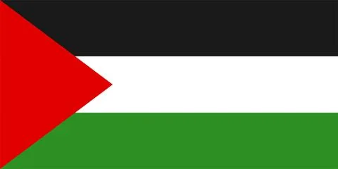 Flag of Palestine with red triangle and horizontal black, white, and green st Stock Illustration