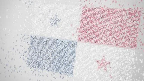 Flag of PANAMA being composed with numbers. Conceptual 3D rendering Stock Illustration